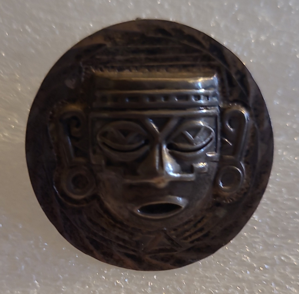 VTG Taxco Mexico Sterling Silver 925 Pre Columbian Aztec Mask Brooch Pendant
